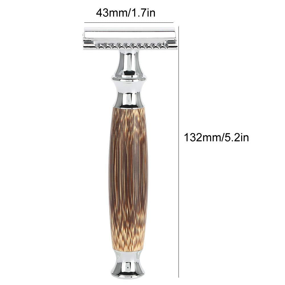 Retro Bamboo Handled Safety Razor with Blades - Rose Gold