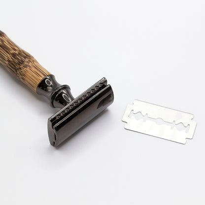 Retro Bamboo Handled Safety Razor with Blades