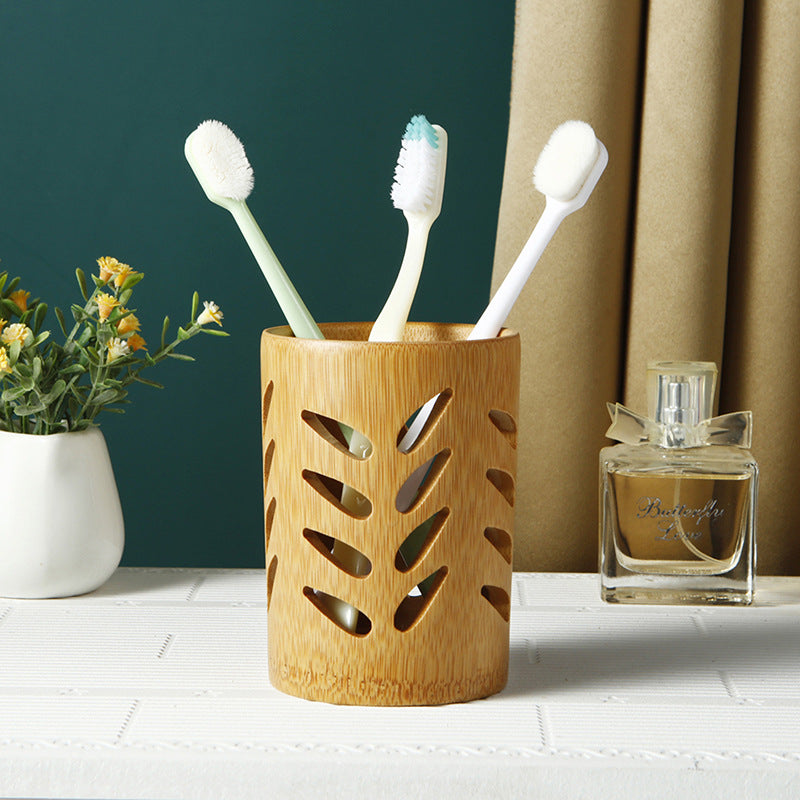 Decorative Bamboo Toothbrush Cup